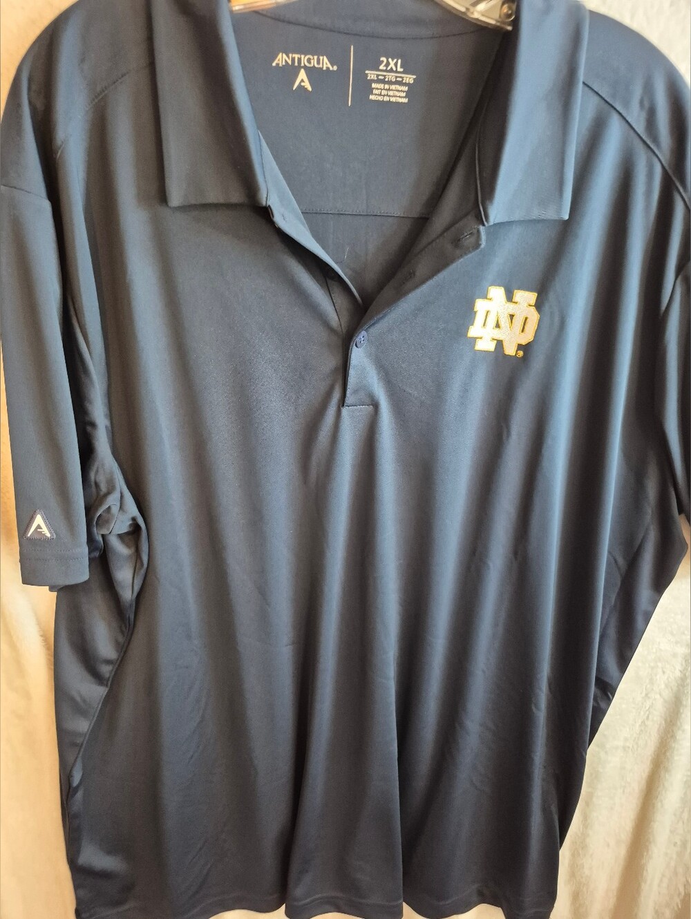 Notre Dame Golf/ Polo Shirt 2XL By Antigua